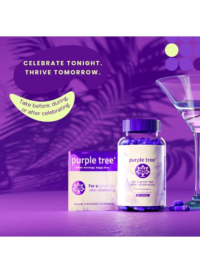 purple tree Celebration Recovery Pills | Better Mornings, Happy Liver, Rapid Hydration | Dihydromyricetin DHM, Milk Thistle, Electrolytes, Vitamin B, Willow Bark, Prickly Pear, Quercetin (90 Pills) - Image 2